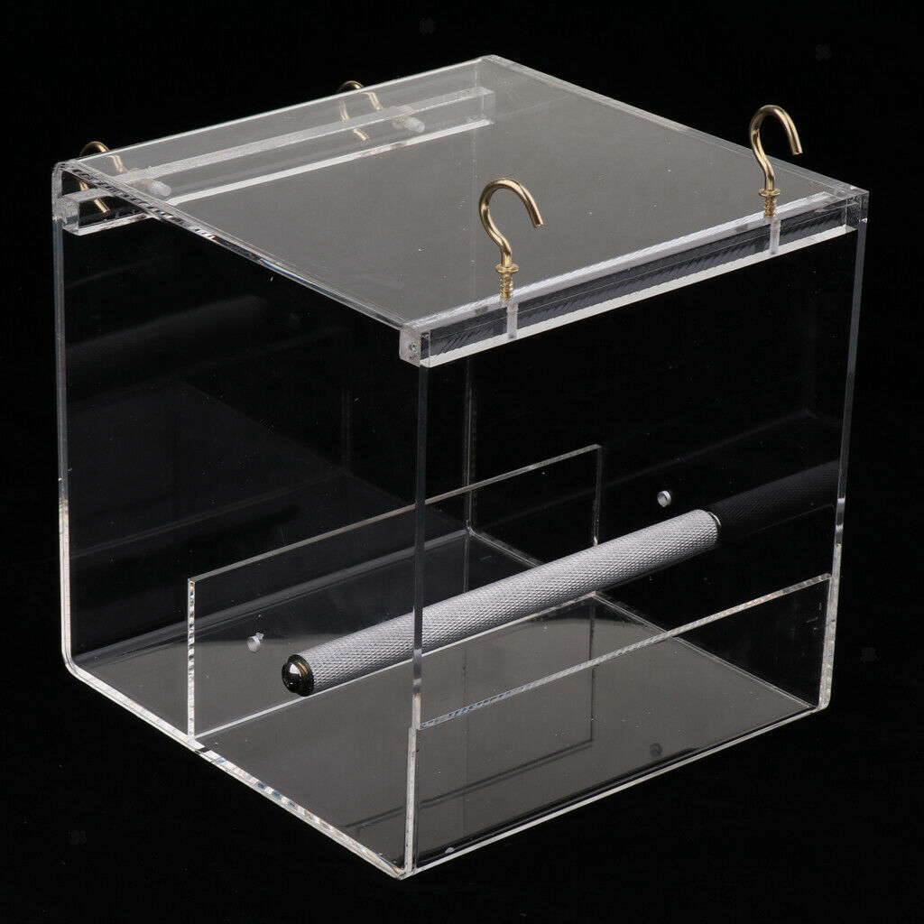 Pet Bird Feeder Food Water Feeding Box Parrot Finch Dispenser Cage Perch S
