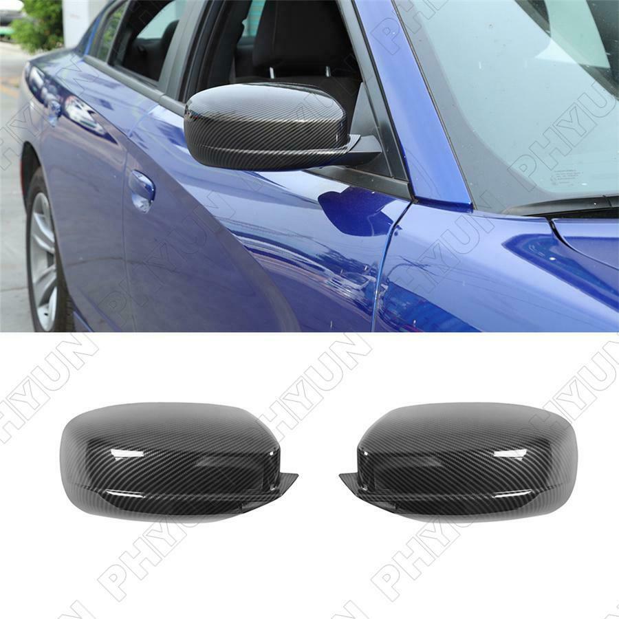 Carbon Fiber Look Side Mirror Covers Decoration Trim For Dodge Charger 2011-2021