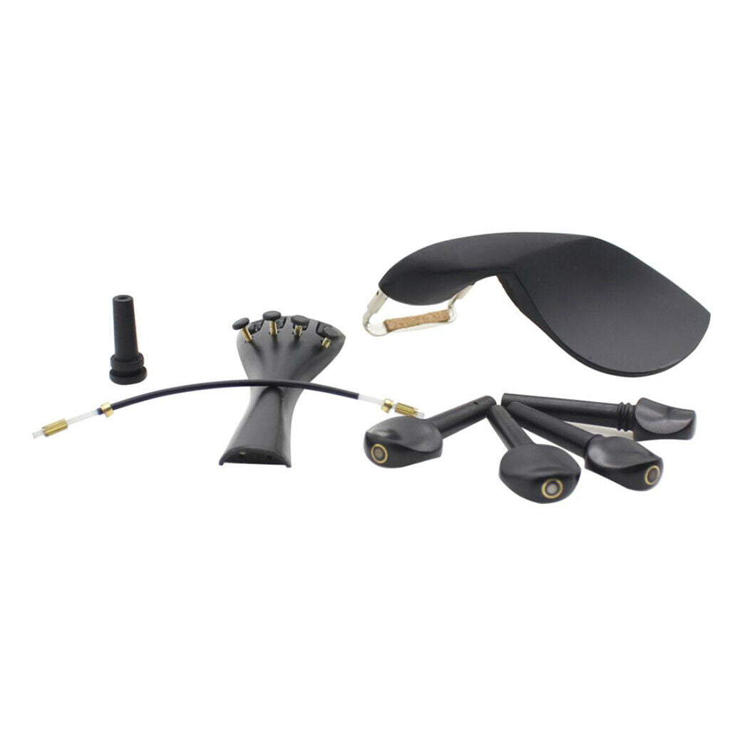 1 set ebony 4/4 violin accessories chin rest tail nail end rope for violinists