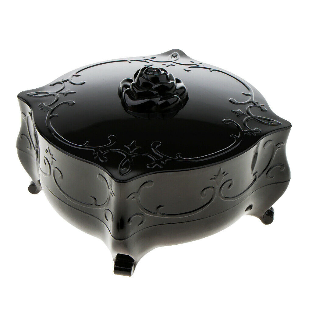 Empty Loose Face Powder Case Makeup Sponge Puff Jewelry Container Box Black