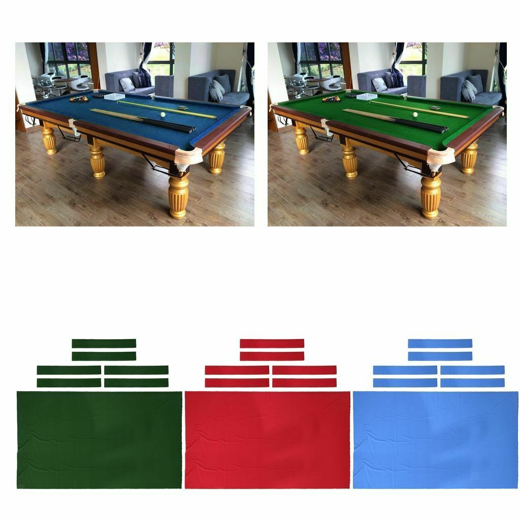 9ft Worsted Pool Table Cloth Billiard Felt w/ Cushion Strips for Red