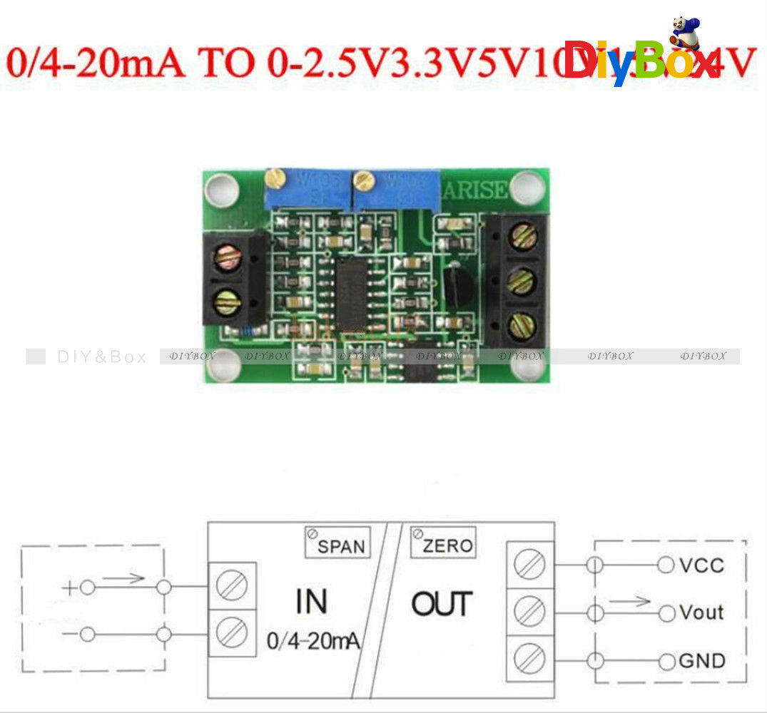 Current to Voltage Module Sensor 4-20mA to 0-2.5V Volt Transmitter
