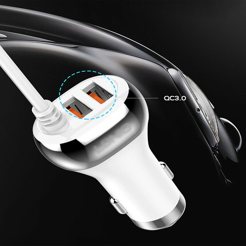 QC3.0 USB Car Fast Charger Independent Switch Cigarette Lighter Socket Splitter