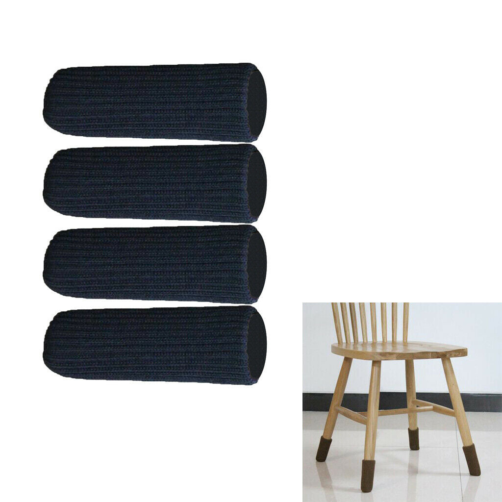 4Pcs for Dia Furniture Sliders Knitted Chair Leg Socks Pads Set Black