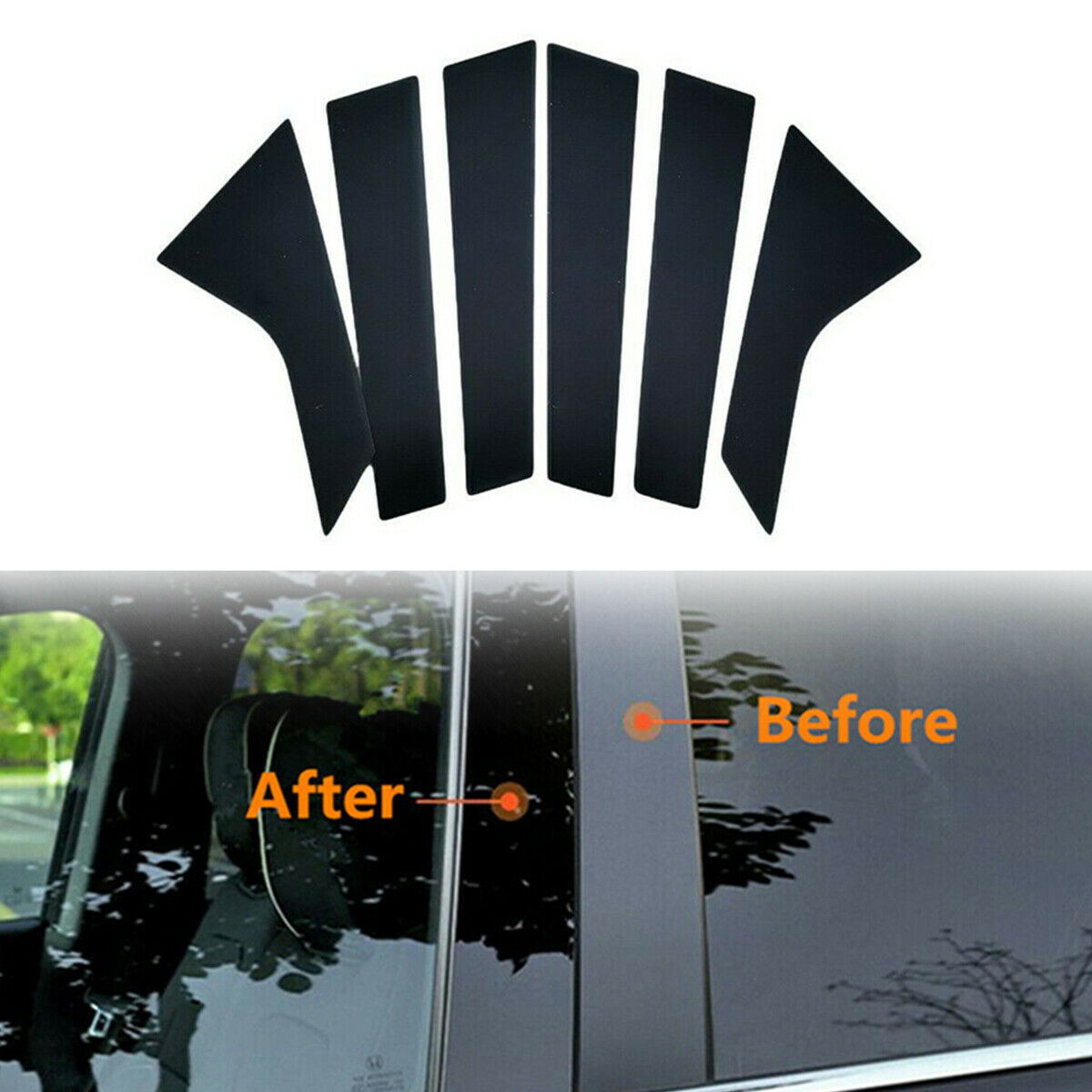 6 × PC Car Body Shape Window Door Decoration Cover For Hyundai Sonata 2020 2021