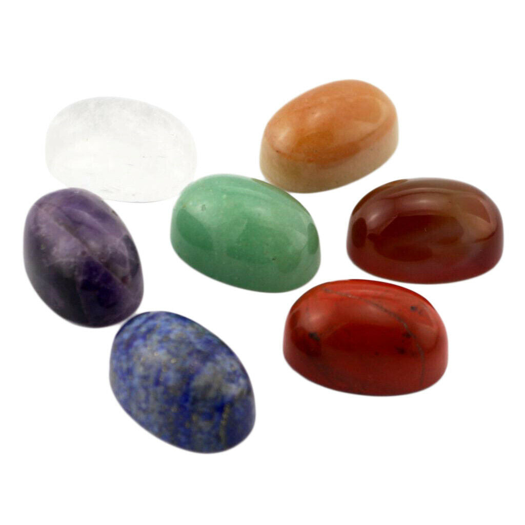 7pcs Reiki Natural Crystal Circle Stone Set Ellipsoid Oval Polished Crystal