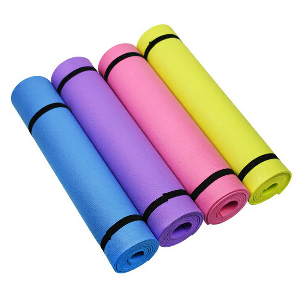 2x Non-Slip 4mm Yoga Mats Gym Cushion Support Pad for Pilates Camping Travel