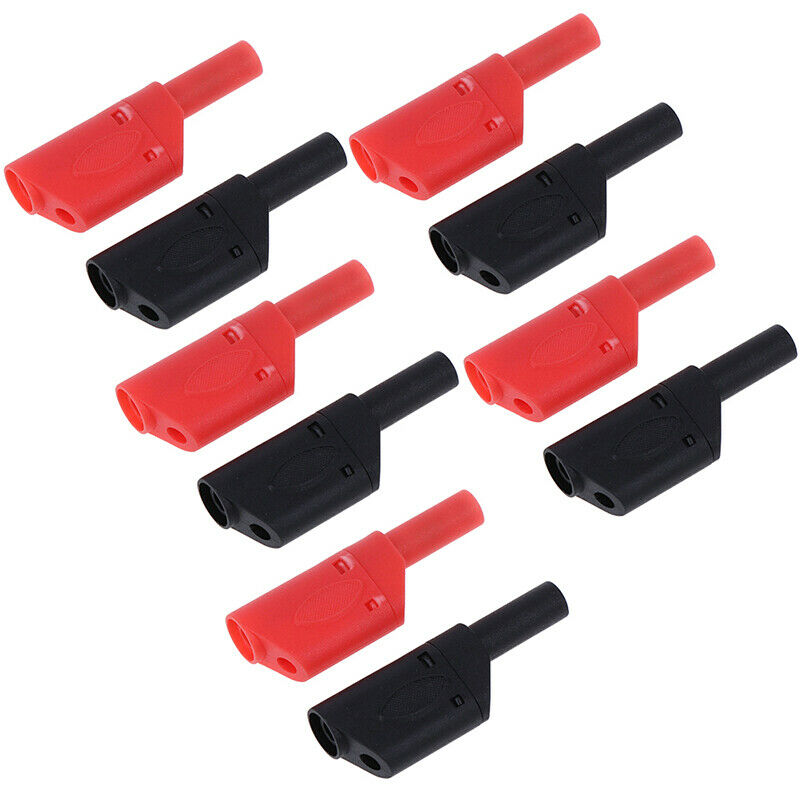 10Pcs Safety 4mm Male Stackable Banana Plug Connector Shrouded Fully Insula_DD