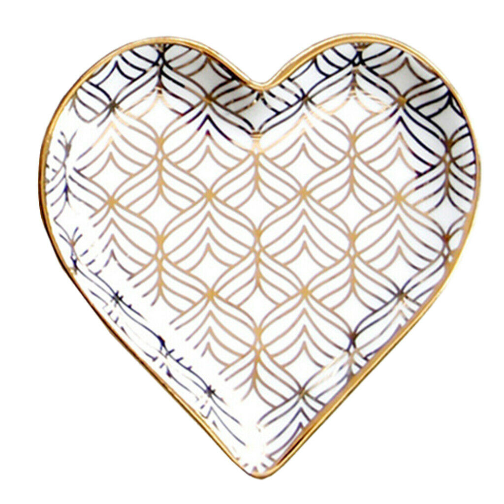 2X Ceramic Dish Plate Moasic Pattern Dish w/ Golden Trim for Rings Style-04