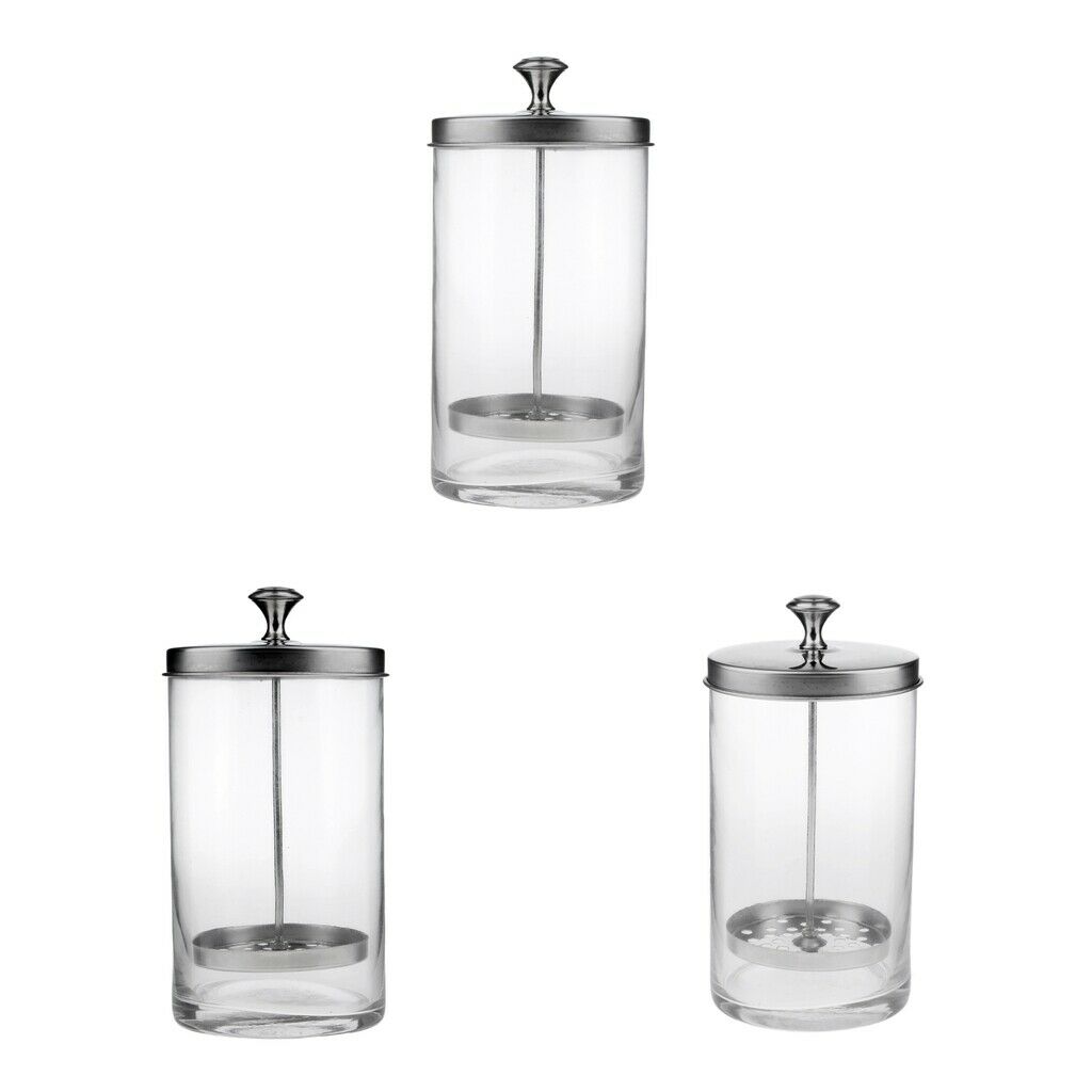 3x Clear Sanitizer Disinfectant Glass Jar for Hair Styling Shop Sanitizing S