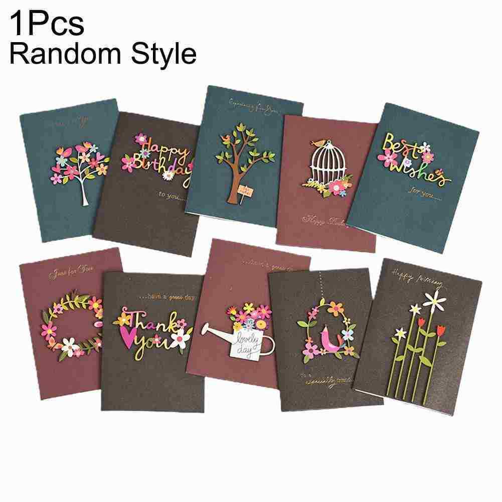 1pcs Thank you Card DIY Dried Flowers Weddings Birthday Krafts New Greeting