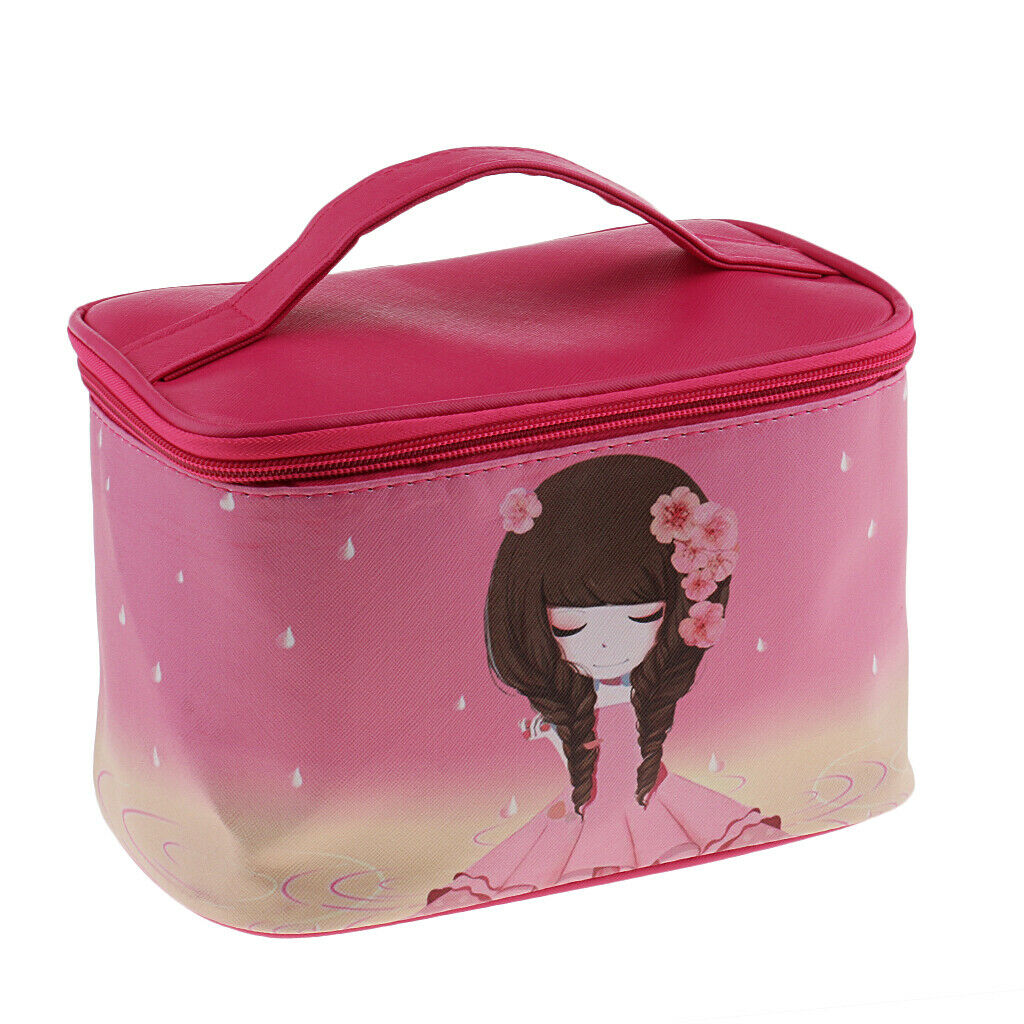 Travel Makekup Box Bag Cosmetic Pouch Holder Toiletry Organizer Zip Rose Red
