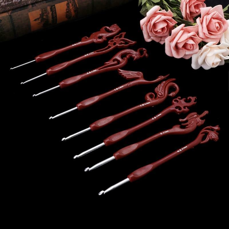 8 Sizes Aluminium Circular Crochet Knitting Sweater Needles Craft Set Bird New