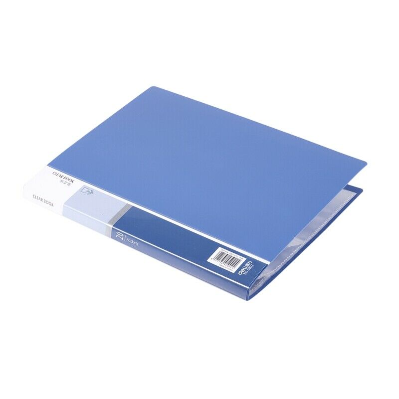 Blue Plastic Cover A4 Clear Book File with 20 Clear Pockets Y8Z9