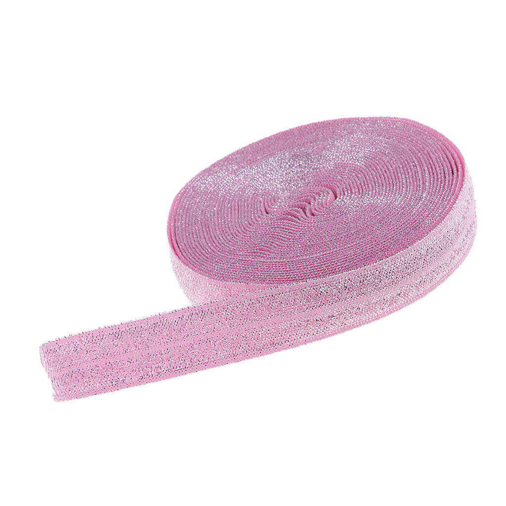 2 Pieces 5 Yards Bling Cotton Fold Over Sewing Elastic Band Rose Red + Pink