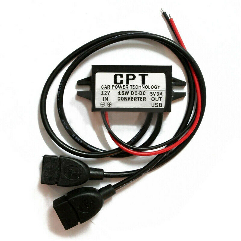 DC to DC Converter Module 12V To 5V Duble USB Output Power Adapter 3A 15W