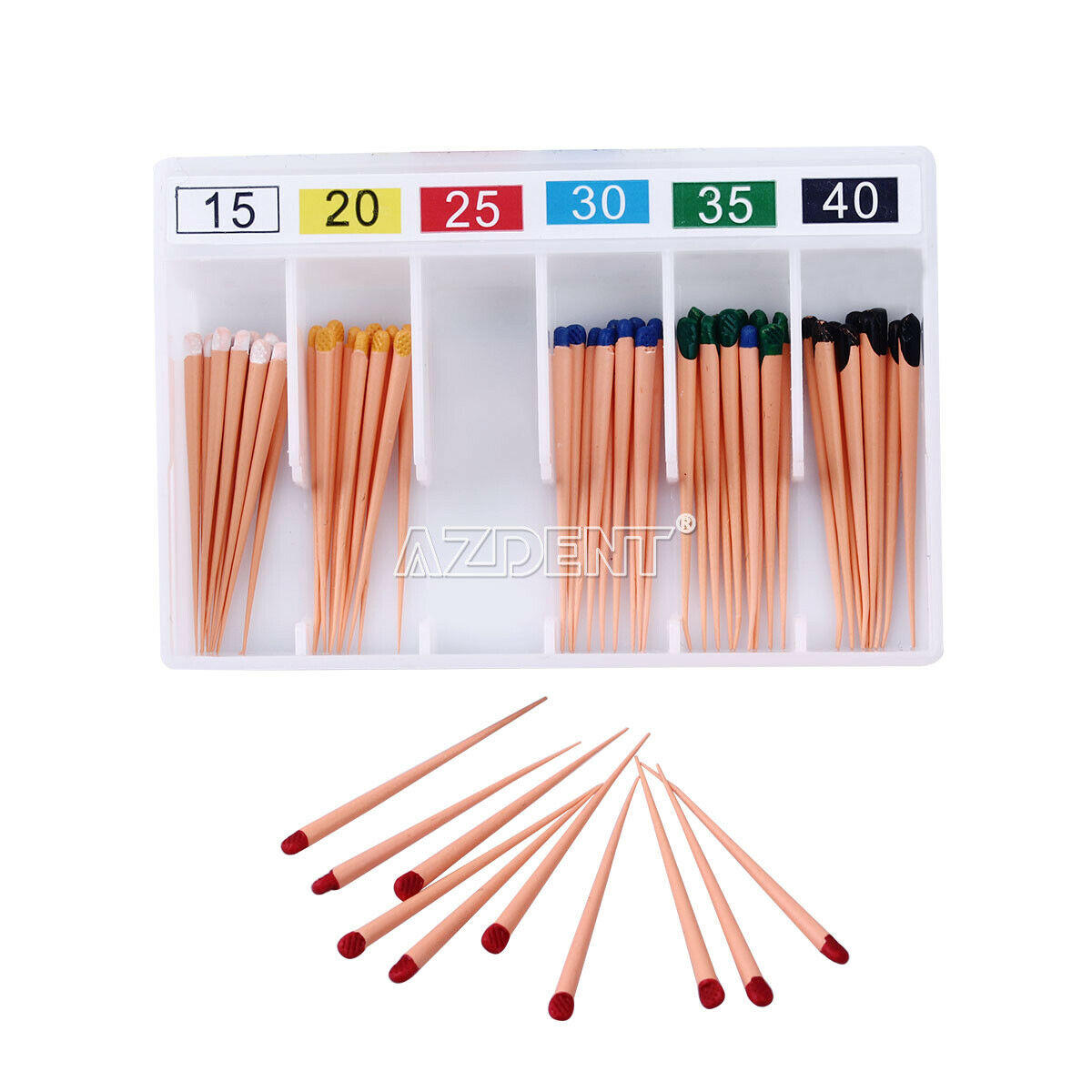 10 Boxes AZDENT Dental Gutta Percha Points Taper 0.06 15-40# 60 Points/Box
