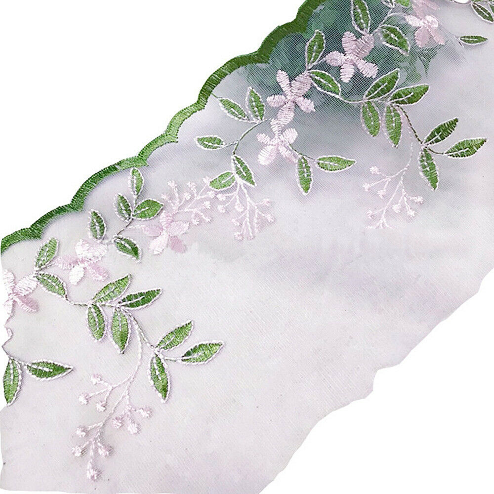 2 Yards Flower Lace Edge Trim Ribbon Embroidered Wedding Dress DIY Sewing Decor