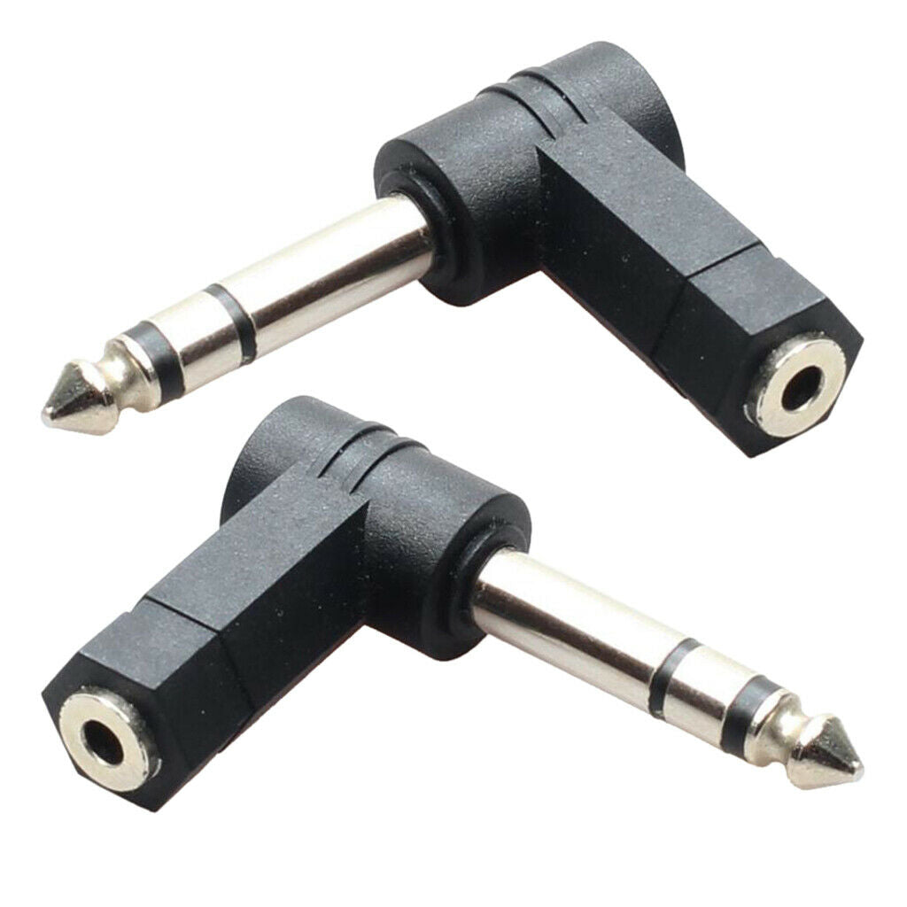 Stereo Female 6.35mm Male to 3.5mm  Female  1/4" Male Right Angle Audio Adapter