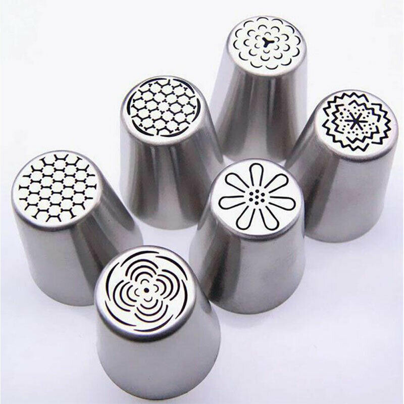6Pcs/Set Russian Tulip Icing Piping Nozzles Stainless Steel Pastry Cake T.l8