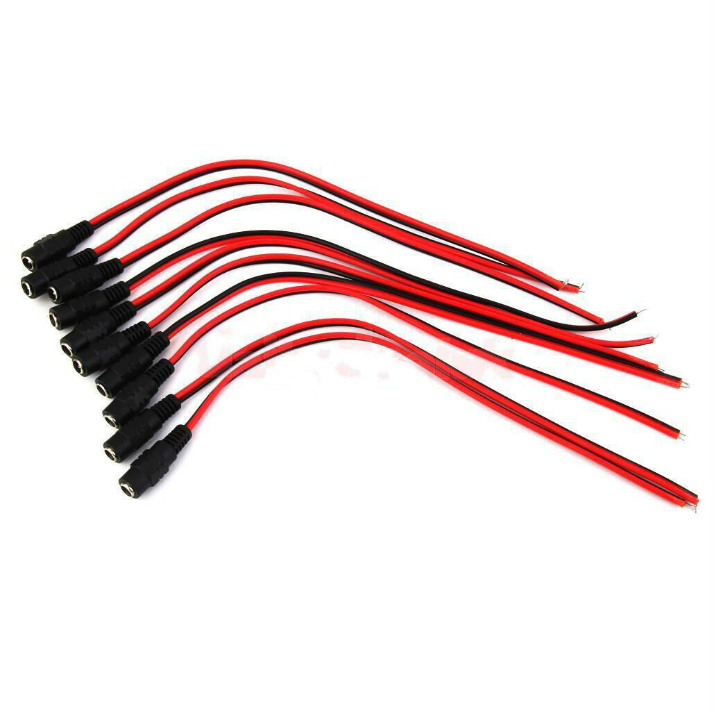 10x 5.5*2.1mm Female DC Power Plug Connector CCTV Pigtail CABLE Jack 12.l8