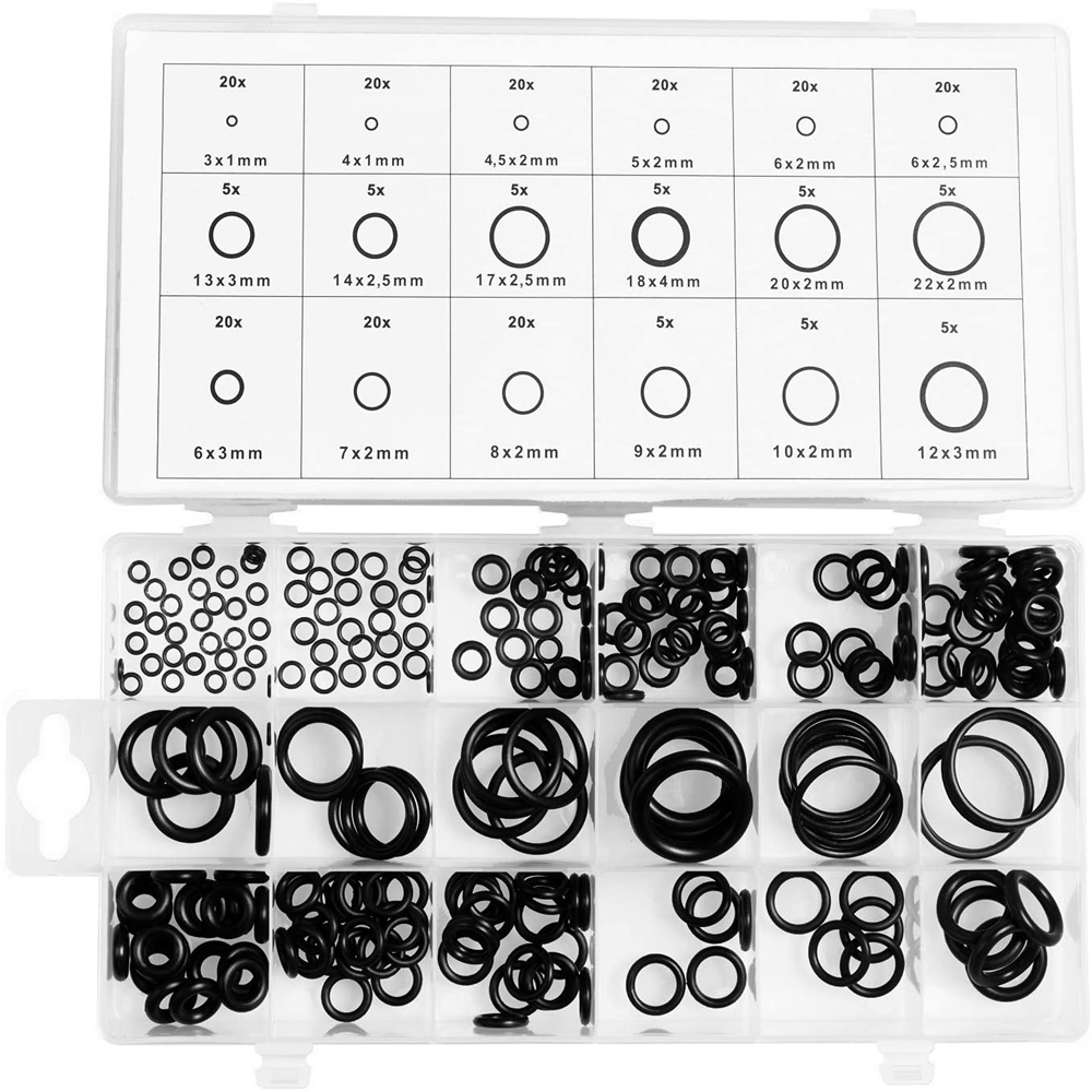 225pcs Rubber O Ring Assortment Set Hydraulic Plumbing Gasket Paintball Seal Kit