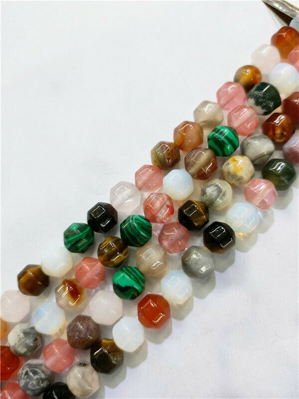 1 Strand 8x8mm Multicolor Mixed Stone Bicone Spacer Loose Beads 15.5inch HH132