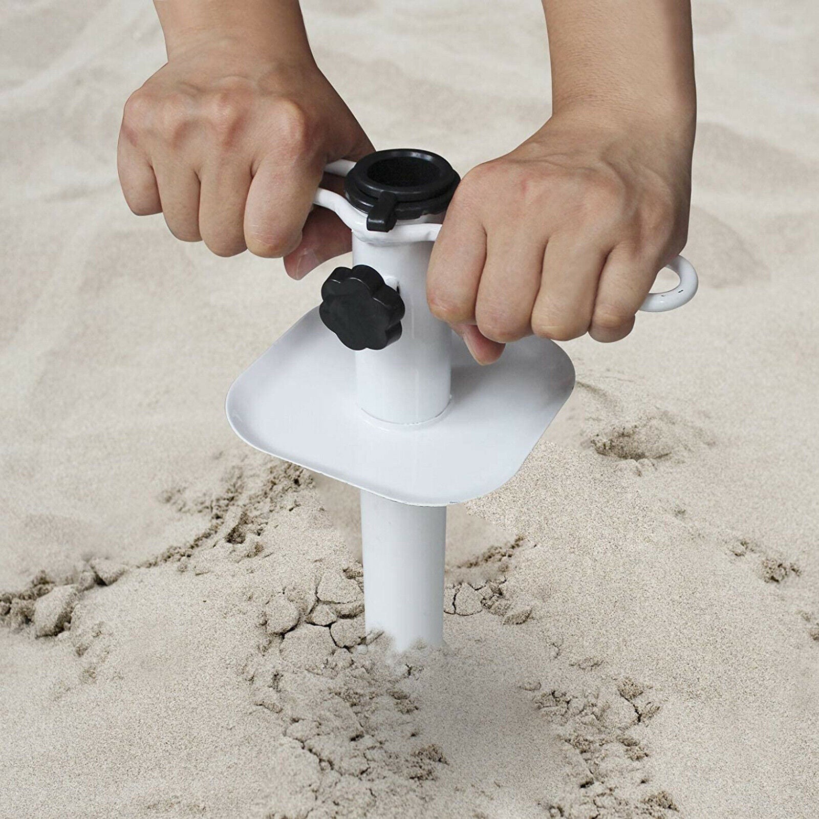 Fishing Pole Beach Umbrella Holder Anchor Spiral Stake Beach Sand Stand