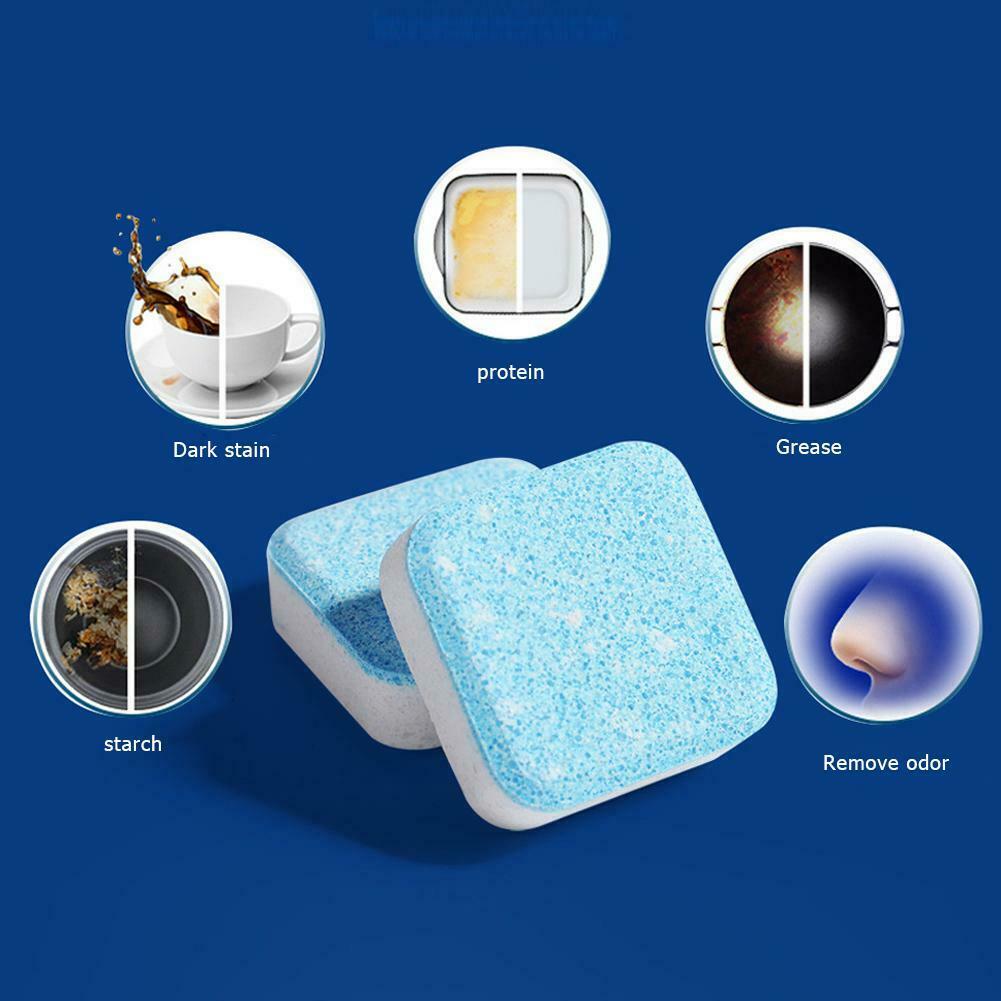 30pcs Dishwasher Cleaner Oil Stain Detergent Dual Colors Cleaning Tablets @