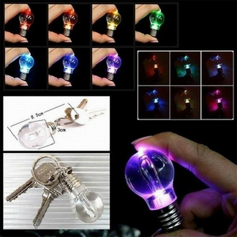 Cute Mini Colorful LED Flashlight Light Bulb Lamp Keychain Key Ring Lamp Torch