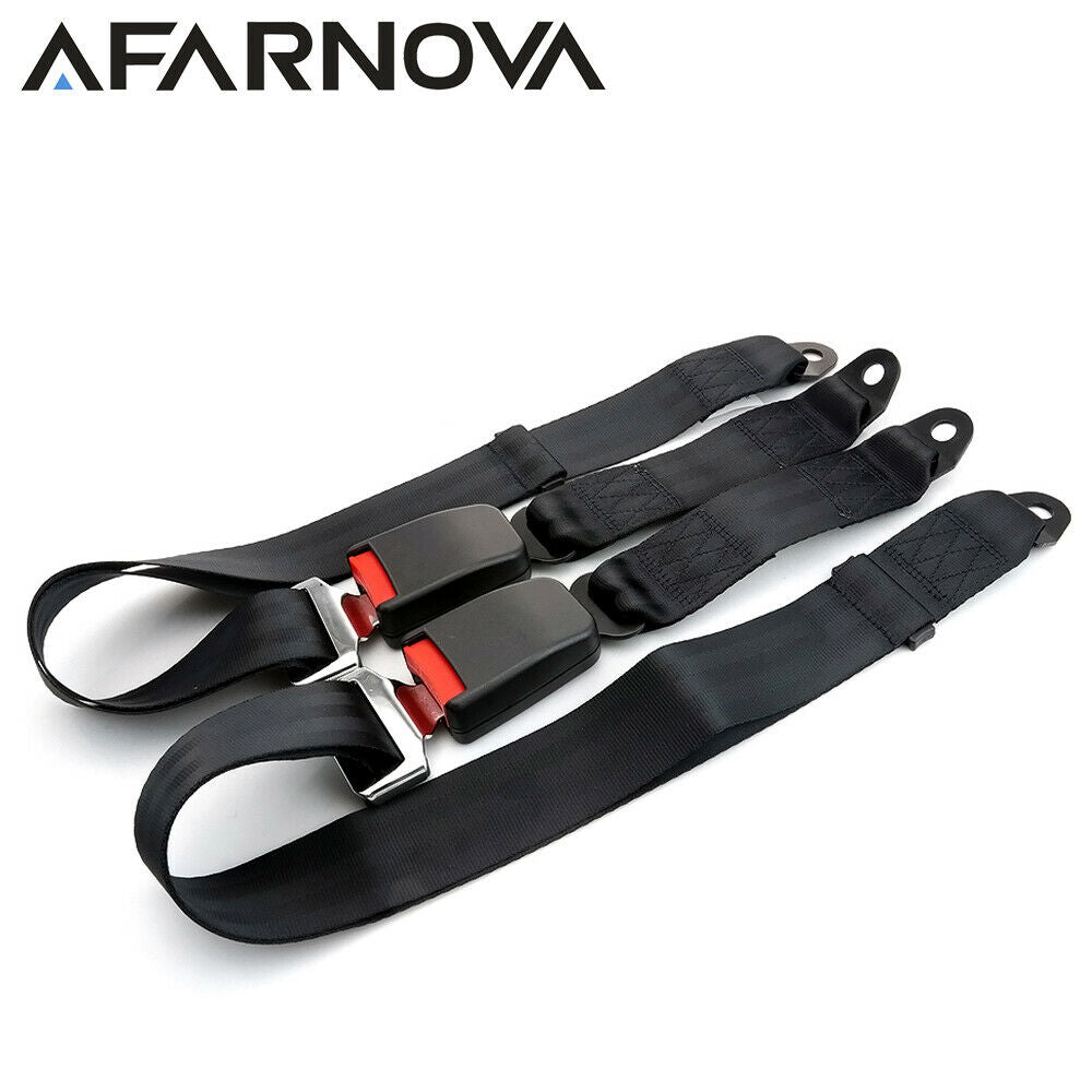 2PCS 2 Point Harness Safety Belt Seat Belt Clip Black Adjustable Fits for Axdi