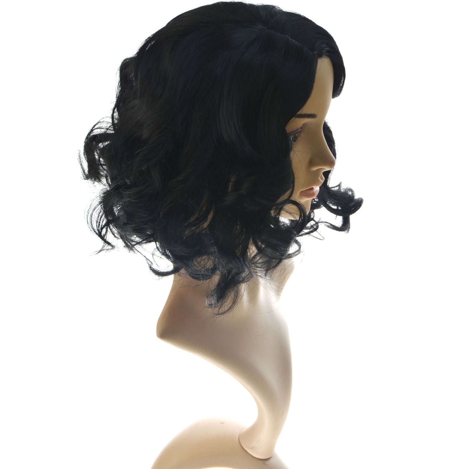 Fashion Women Black Curly Hair Synthetic Medium Long Wig Natural Hair Wigs
