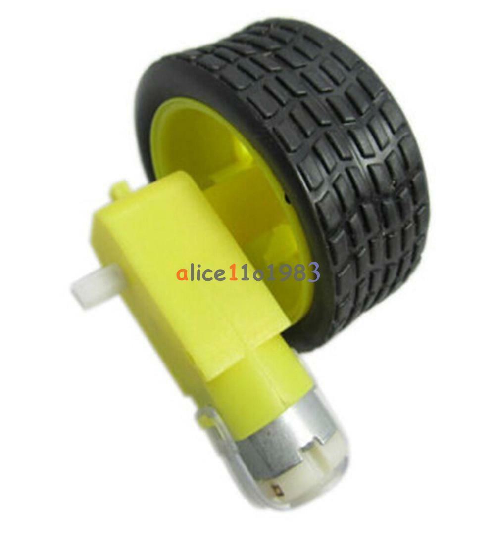2PCS arduino smart Car Robot Plastic Tire Wheel with DC 3-6v 3v 5v 6v Gear Motor