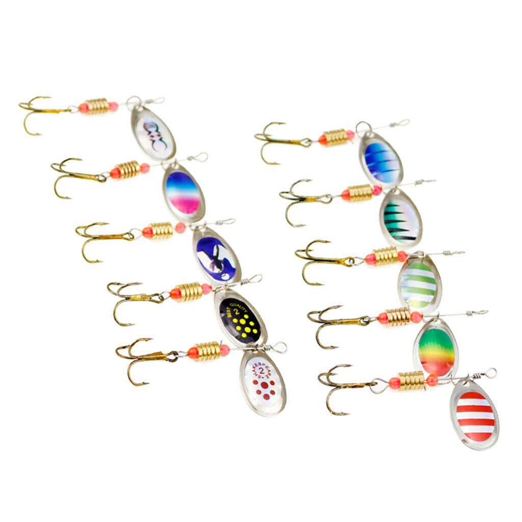 Pack of 10 Metal Fishing Jigs Sequins Baits with Treble Hooks Saltwater