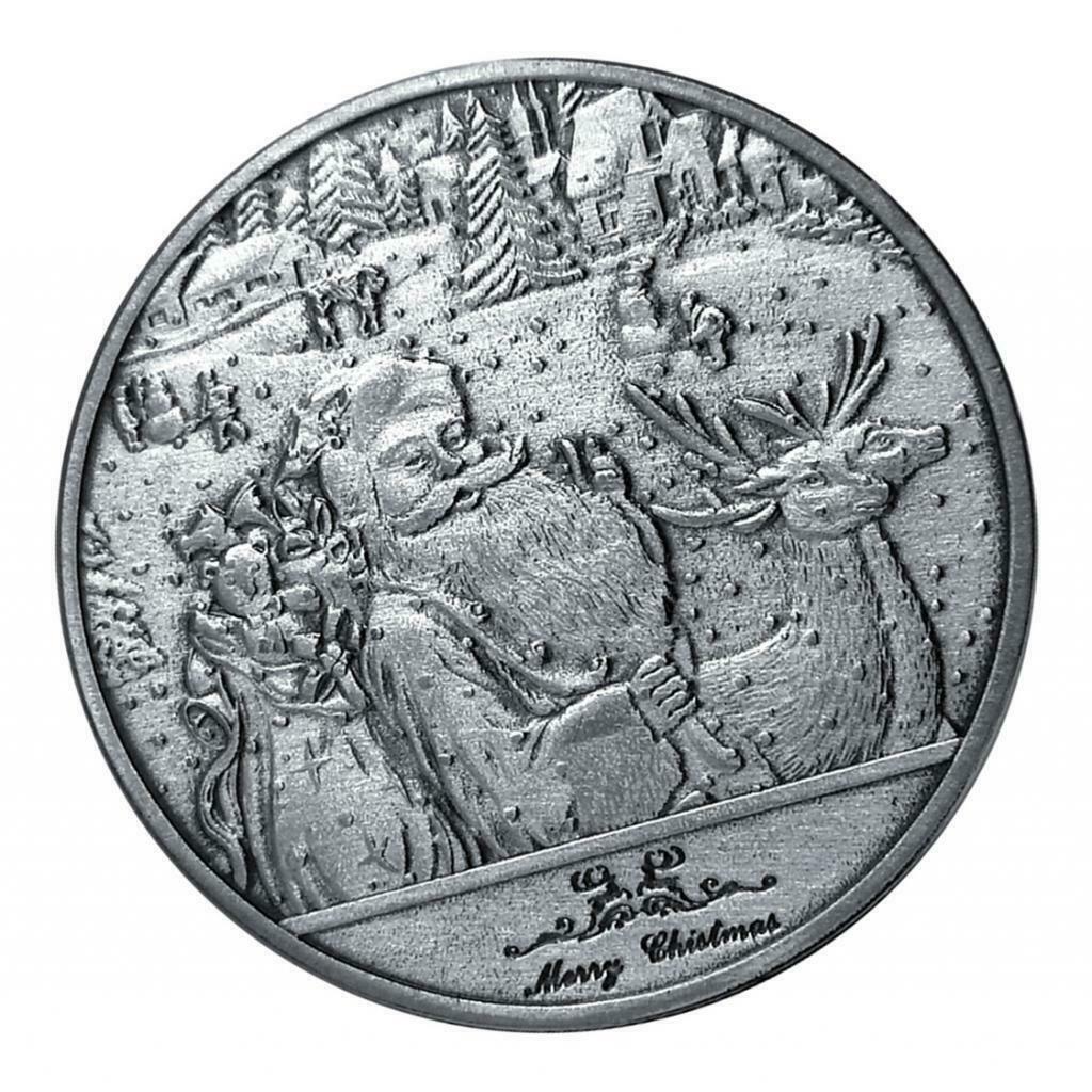 1Pc Merry Christmas Santa Claus Coins 40mm Collections Badge Gray