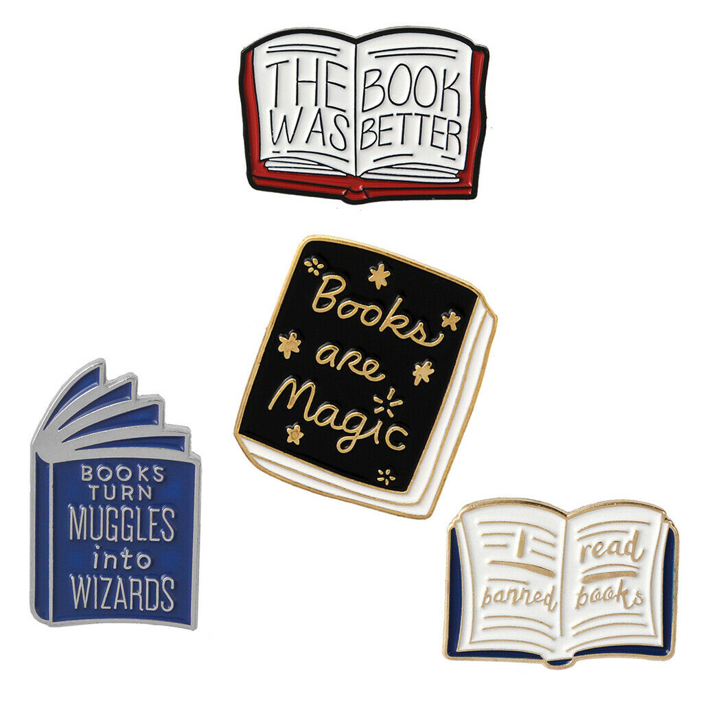 Set of 4pcs Women Kids Cartoon Enamel Book Brooch Collar Pin Badge Corsage