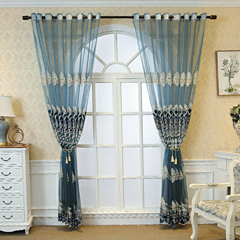 European Semi-finished Tulle Curtains Fabric Bedroom Window Sheer Drape Retro