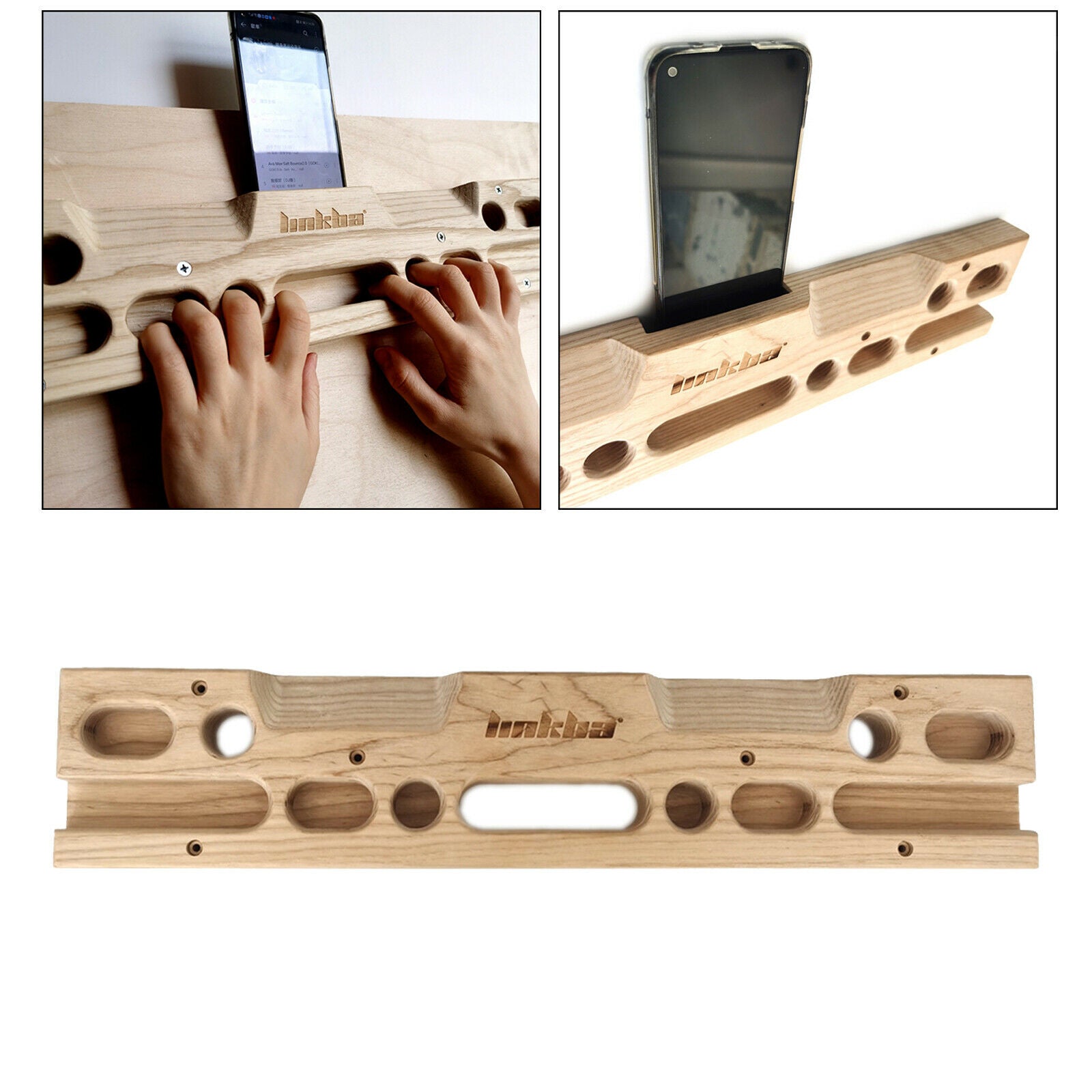 Wooden Climbing Hangboard Fingerboard Wrist Pinch Strength Trainer Wall Grip