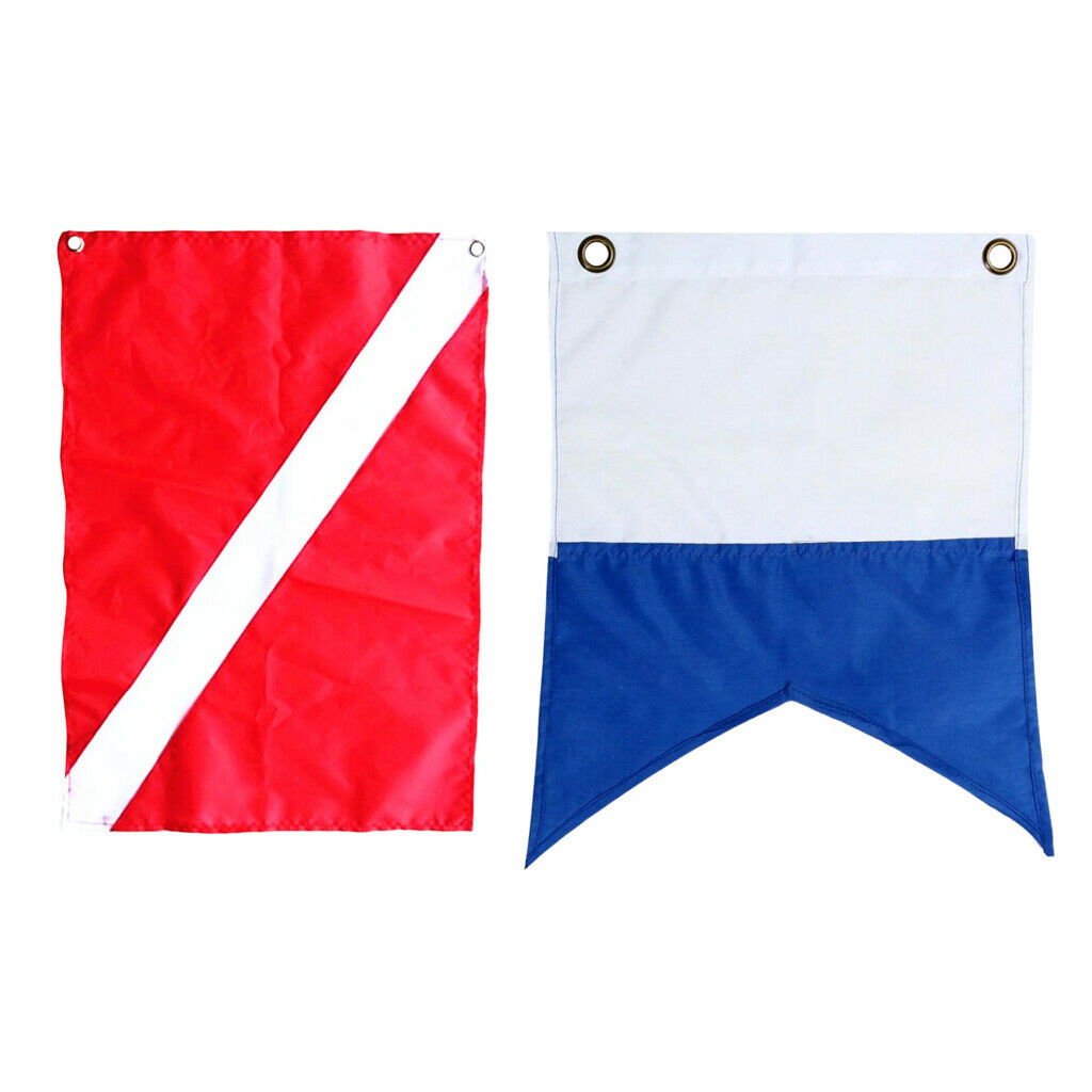 Set of 2 Scuba Diving Signal Safety Flags Boat Cabin Sign Banner Marker for