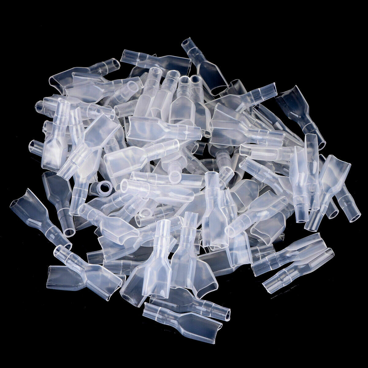 100pcs 4.8mm Crimp Terminal Female Spade Connector w/ Insulating Sleeve 22~16AWG