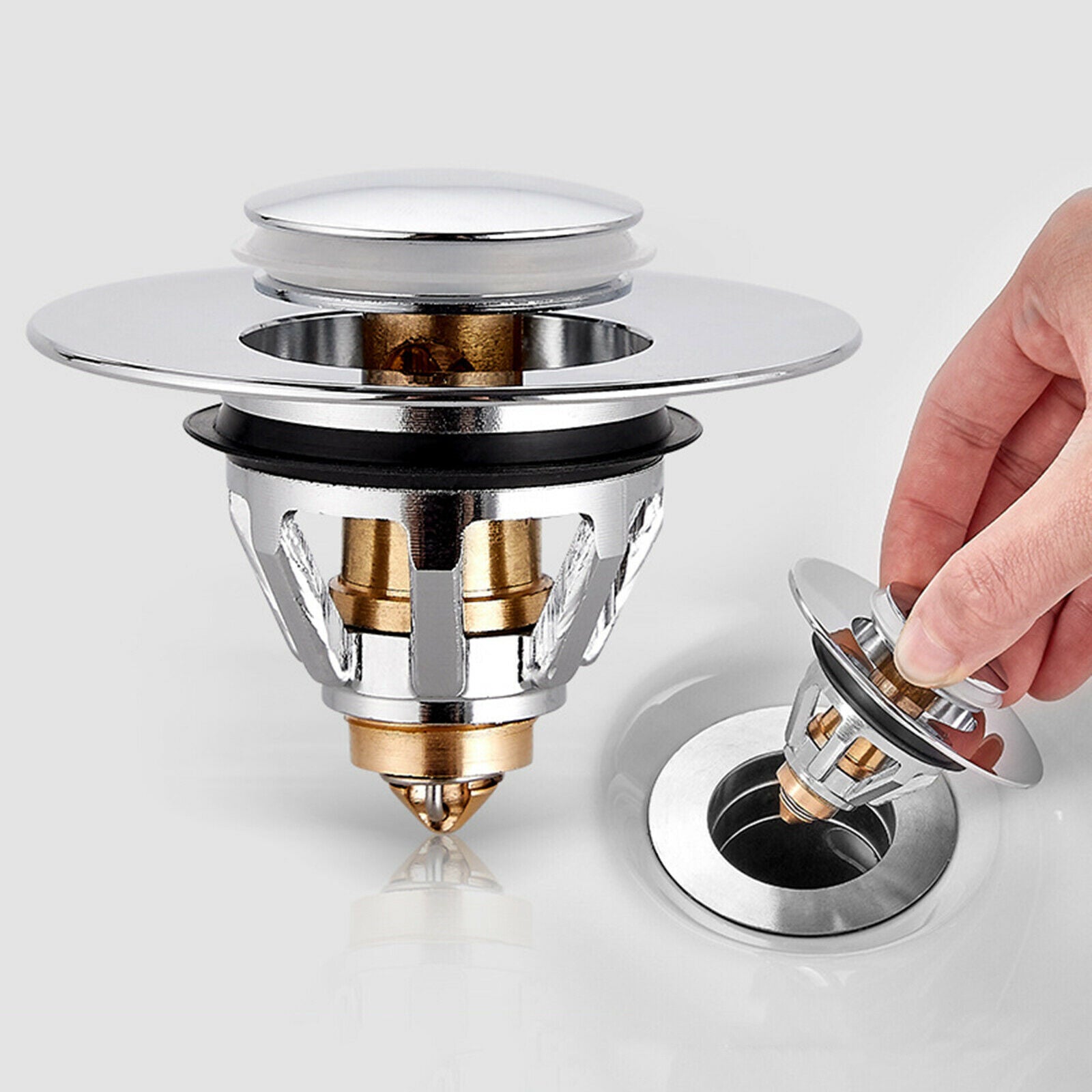 Universal Wash Basin Bounce Drain Filter Up Drain Plug Bathroom Sink