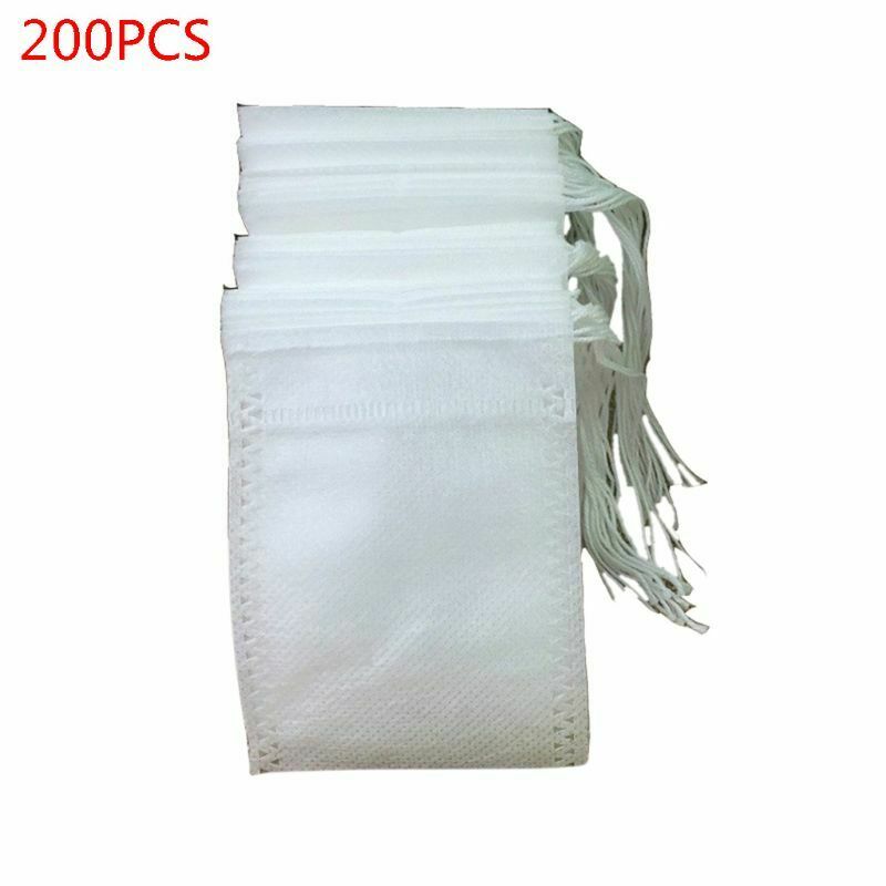 200Pcs Disposable Tea Filter Bags Empty Cotton Drawstring Seal Filter Tea Bags
