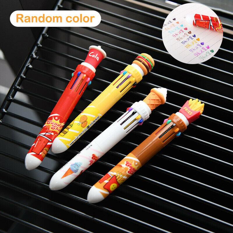 10 Colors Cute Ballpoint Pen School Office Supply Stationery Coke Burger Fr Kt