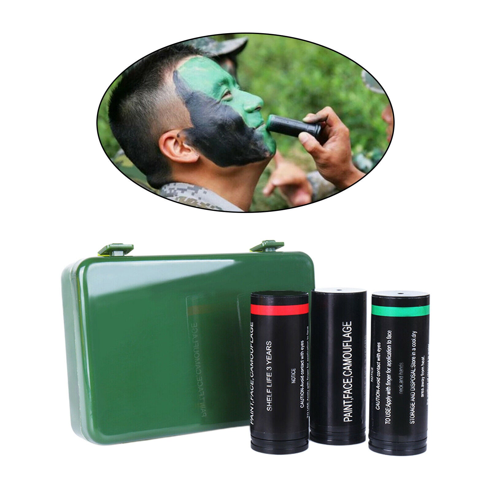 3Pcs Jungle Face Paint Stick Camo Professional Woodland Face Body Paint Tube for