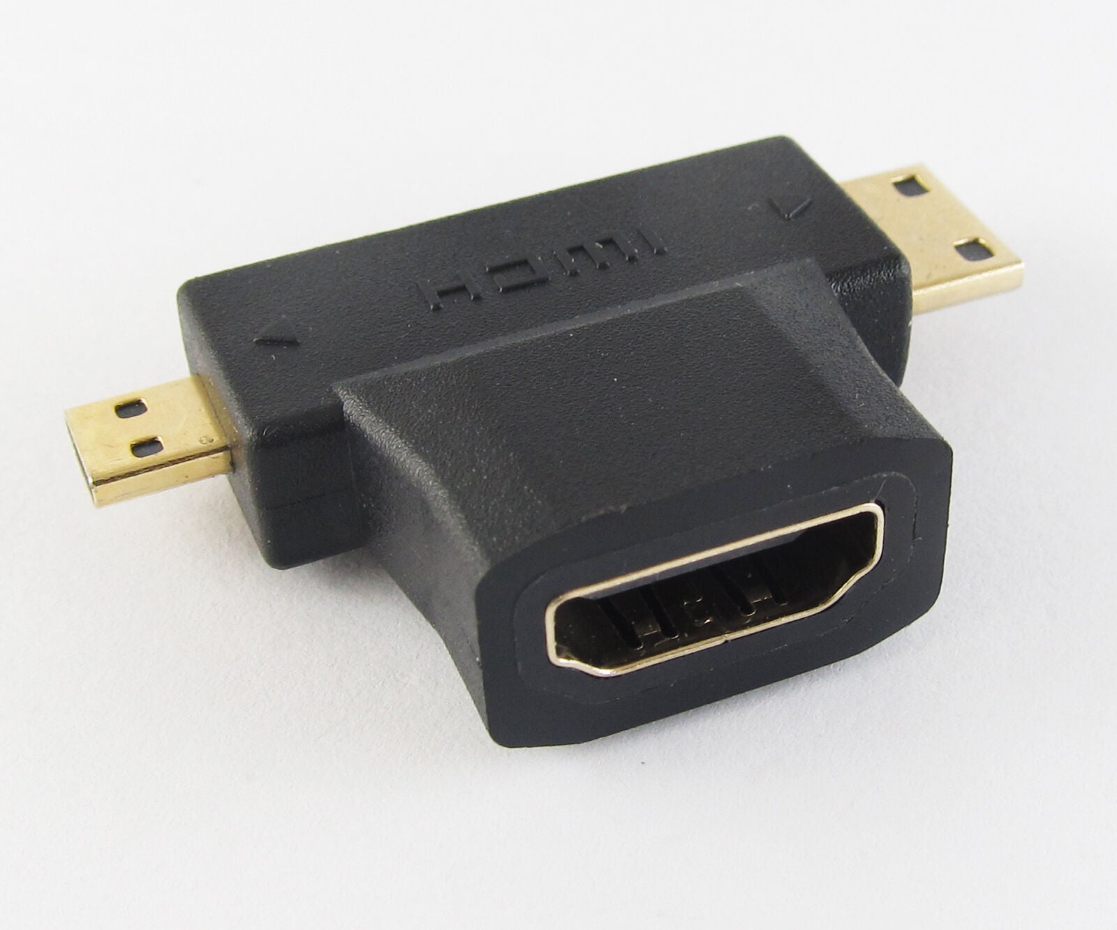 1pc HDMI Female to Mini HDMI Male + Micro HDMI Male 3 in 1 Adapter Connector
