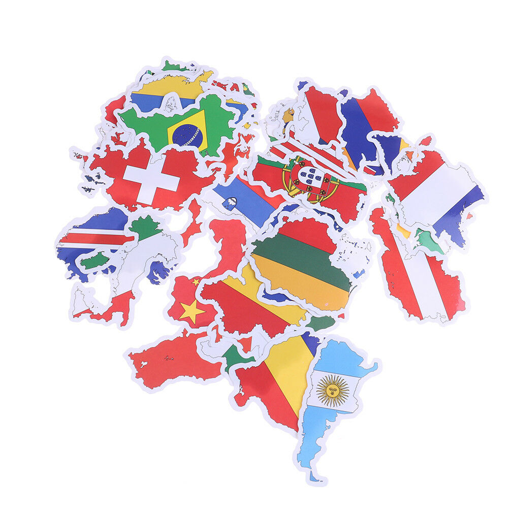 50Pcs National flags stickers DIY scrapbook suitcase laptop country map sti Lt