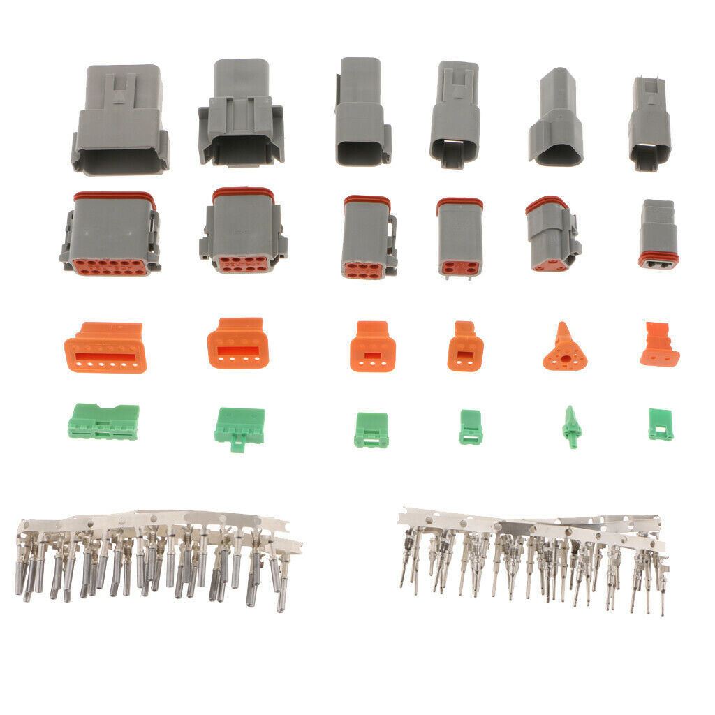 6 Kit 2 3 4 6 8 12 Pin DT Series Connector Gray Receptacle IP67 Waterproof Heavy