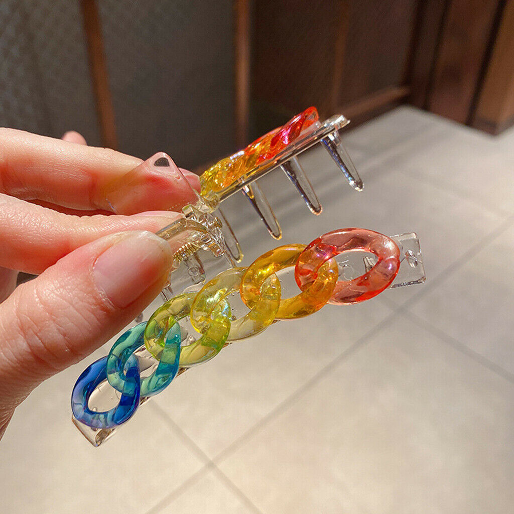 Rainbow Colors Hair Claw Clips Jaw Hairpins Barrettes Nonslip Hair Holder