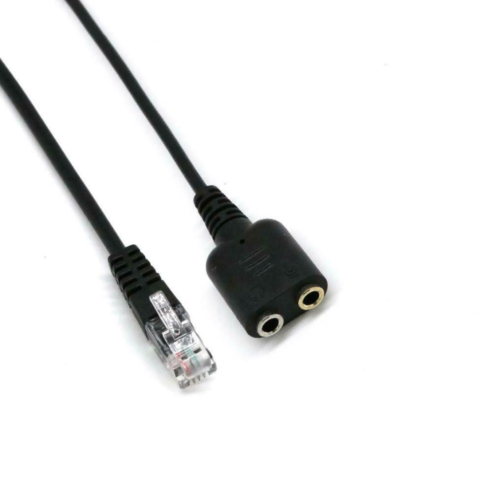 Dual 3.5mm Female to RJ9 Jack Adapter Convertor Headset Telephone Use Cable