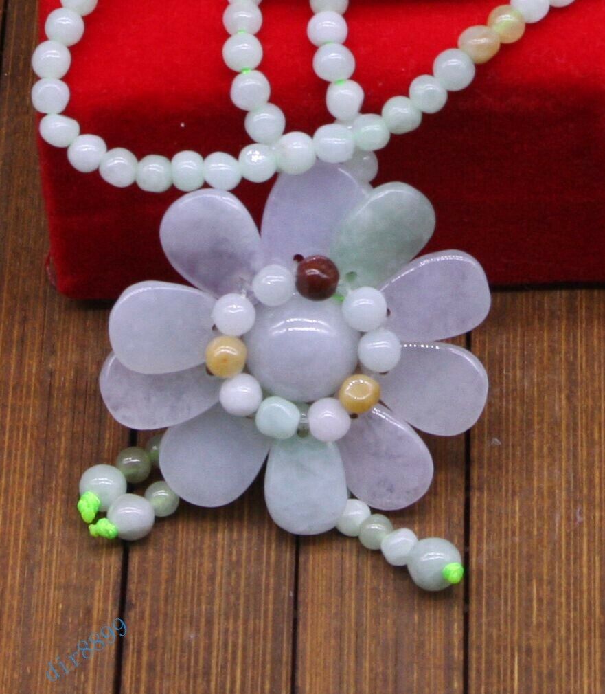 Certified Yellow Natural A Jade jadeite Dragon Petal Pendant Necklace èŠ±ç“£é¡¹é“¾